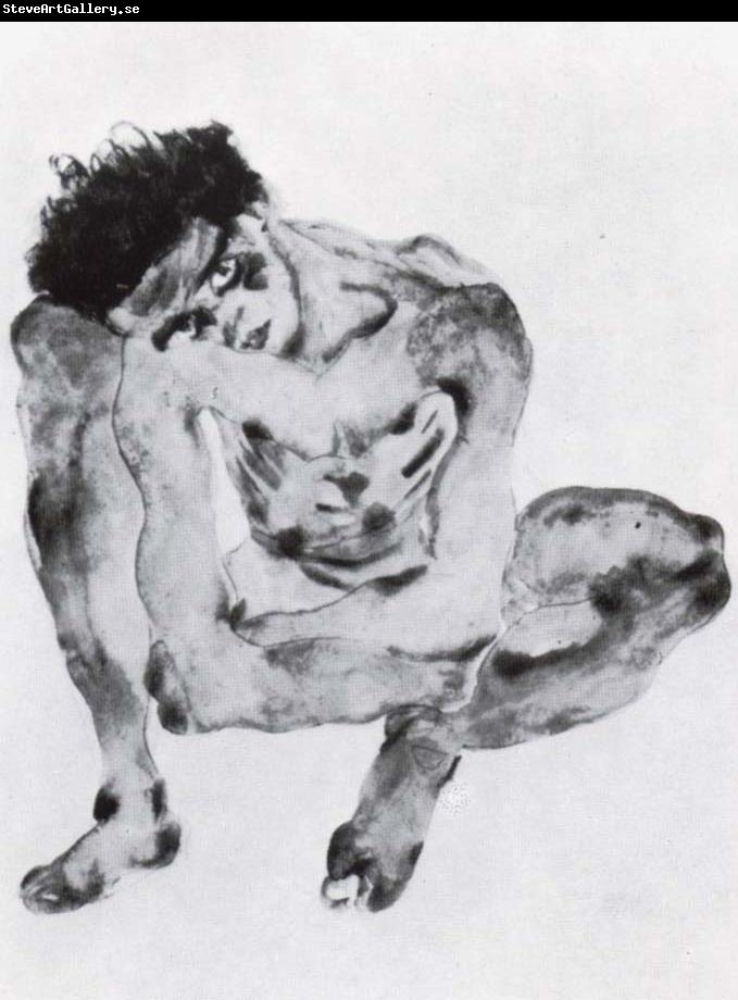 Egon Schiele Crouching figure